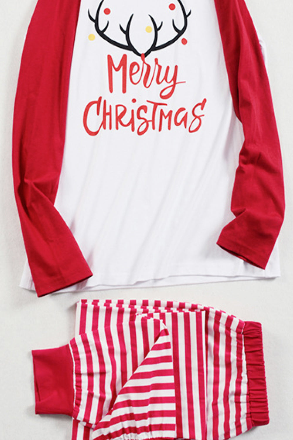 Women's Matching Christmas Graphic Top and Striped Pants Pajama Set