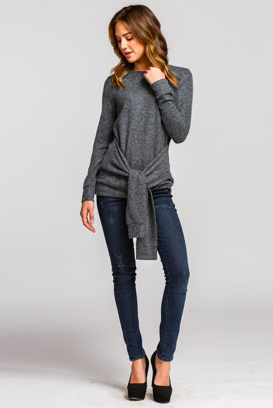 Semi Loose Fit Tie Front Top