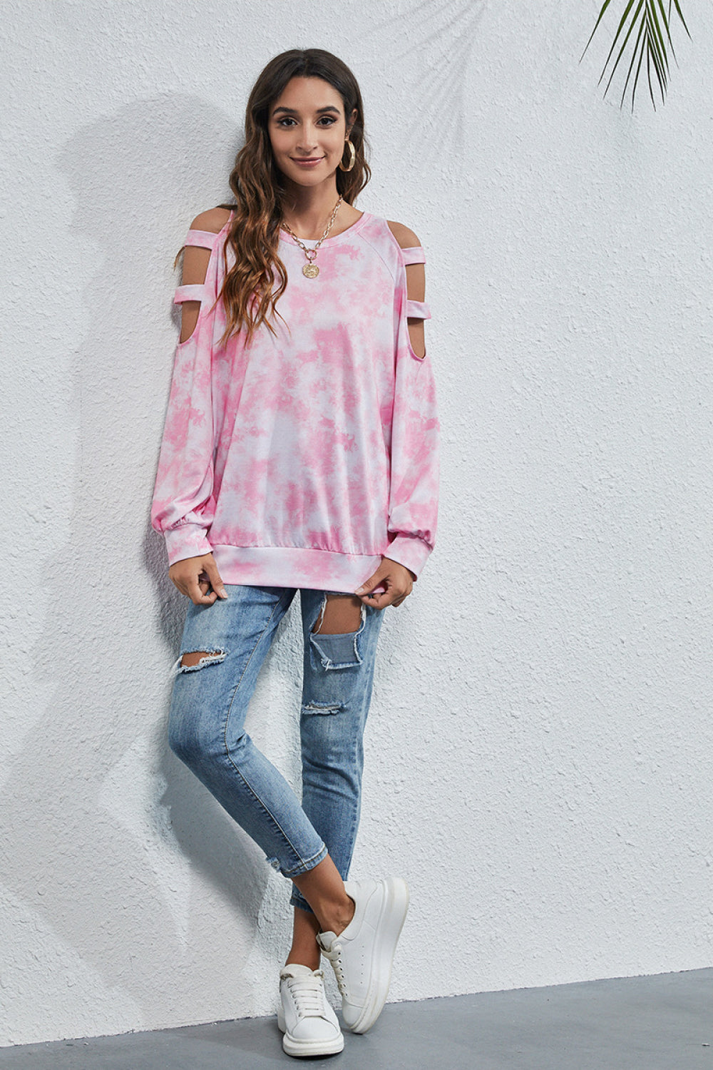 Tie-Dye Cut Out Sleeve Top - Absolute Fashion 2020
