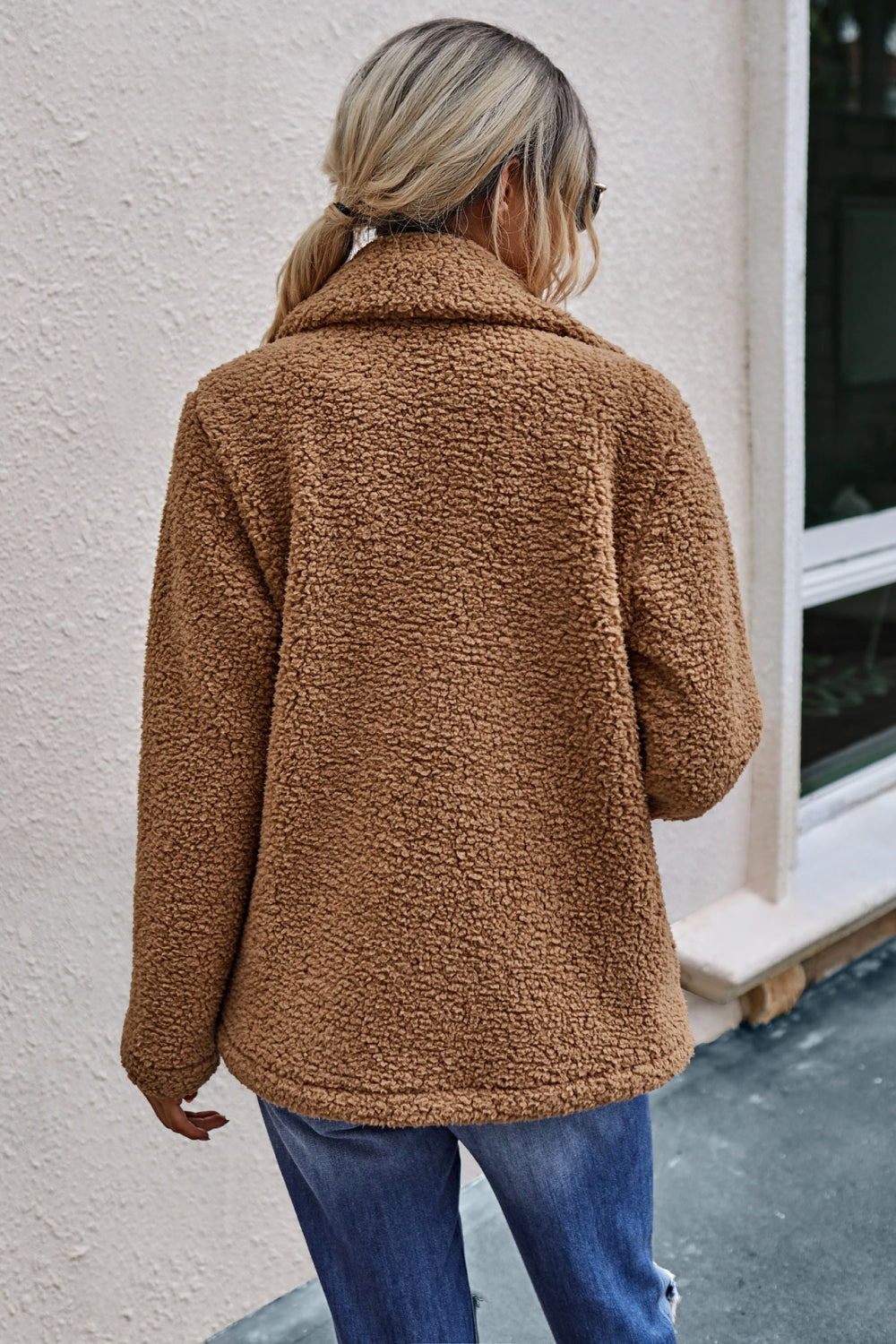 Double Button Lapel Collar Teddy Coat - Absolute Fashion 2020