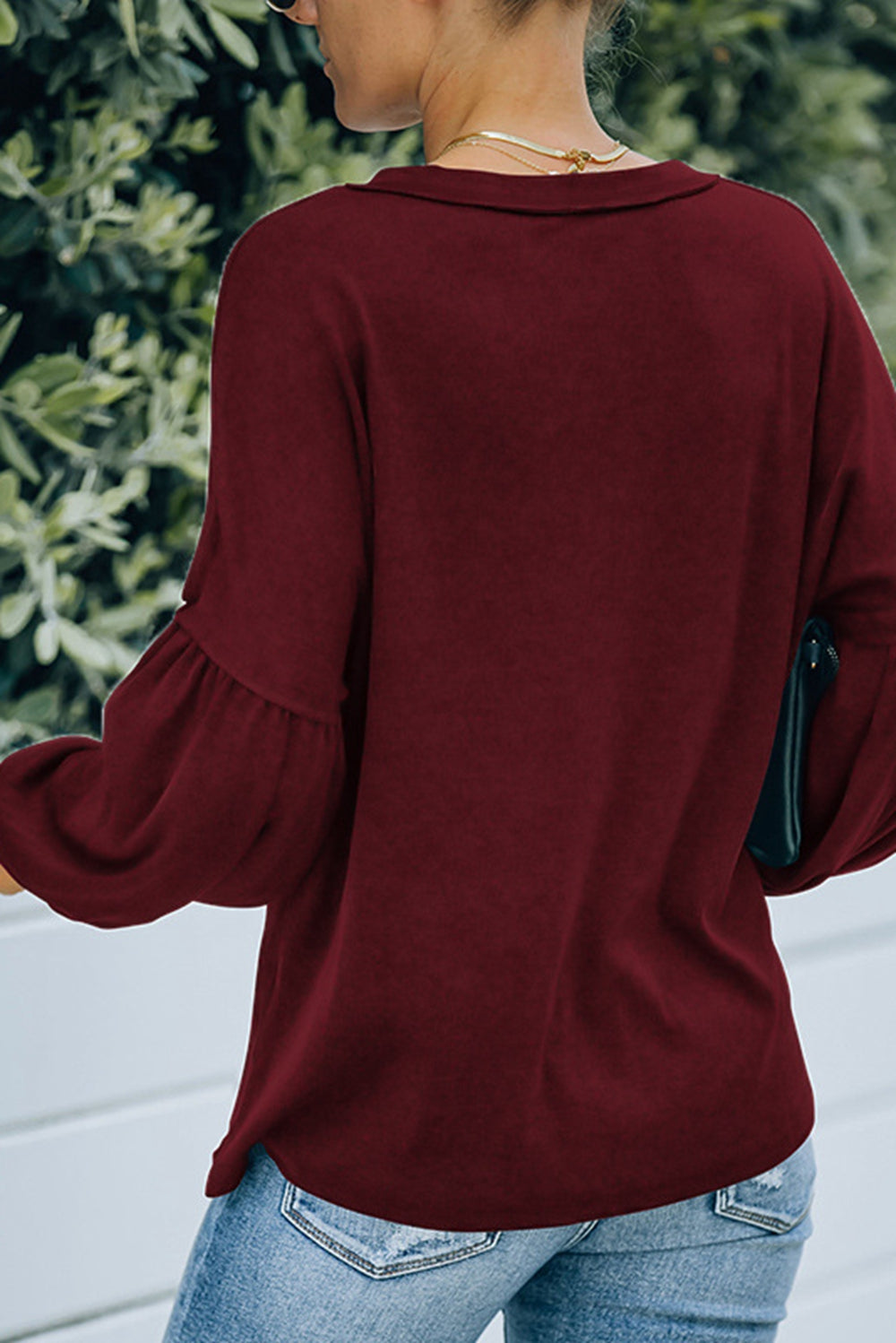 Bell Sleeve V-Neck Top