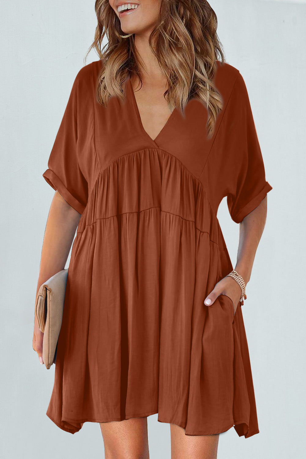 Kimono Sleeve Tiered Dress - Absolute Fashion 2020
