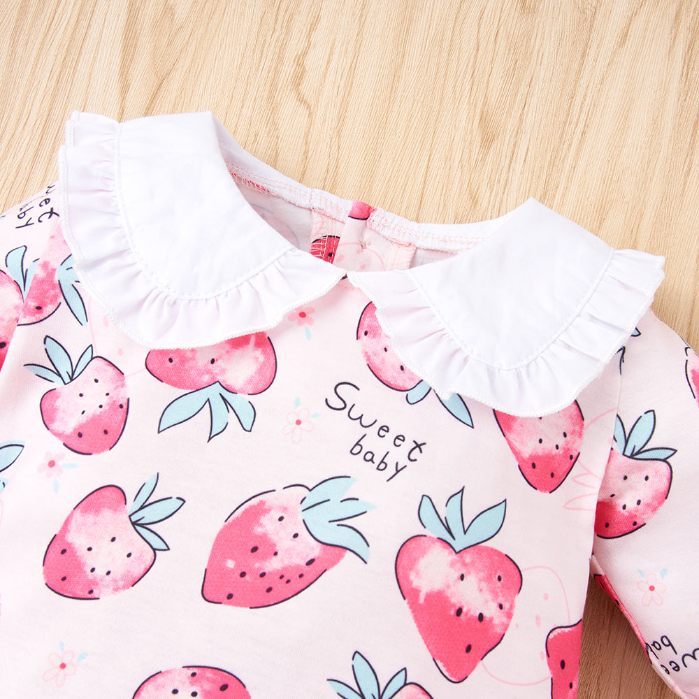 Baby Girl Printed Collared Jumpsuit