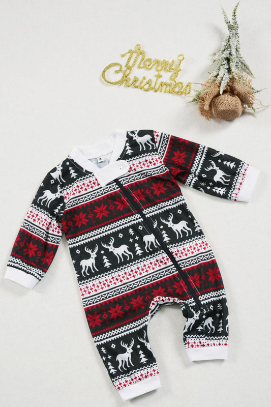 Baby Christmas Print Zip Up Jumpsuit