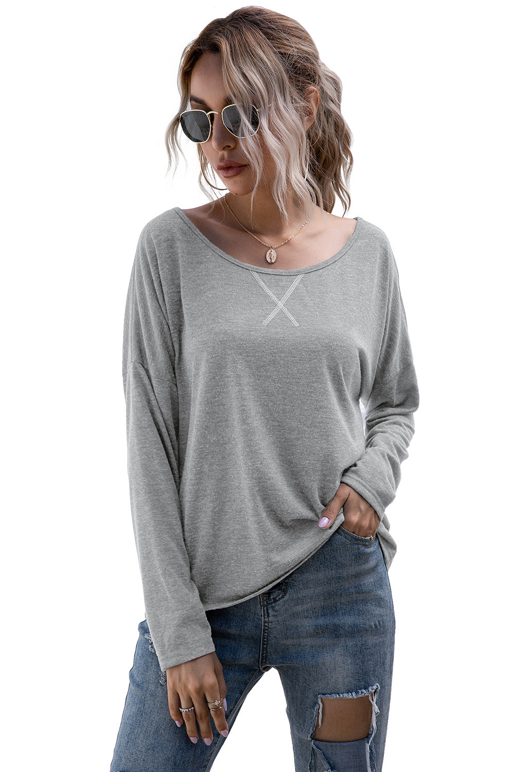 Batwing Sleeve Boat Neck Top - Absolute Fashion 2020