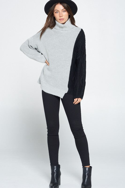 Asymmetrical Color Block Sweater