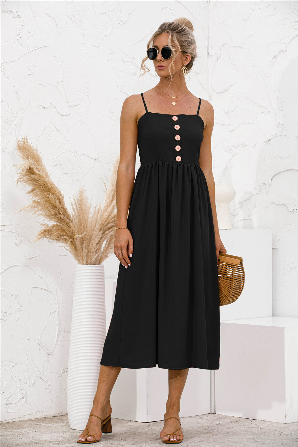 Spaghetti Straps Button down Dress - Absolute Fashion 2020