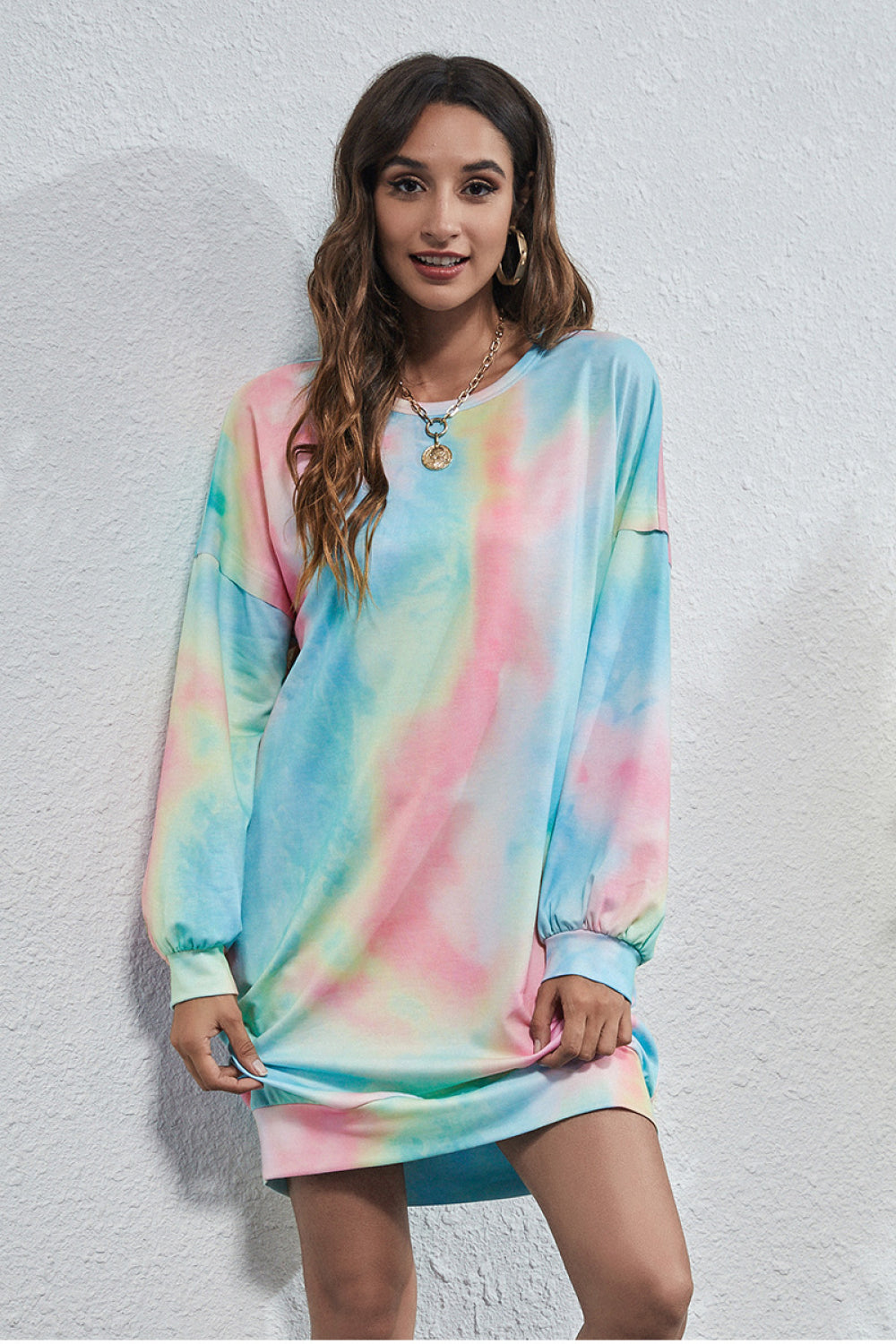 Tie-Dye Round Neck Dress - Absolute Fashion 2020