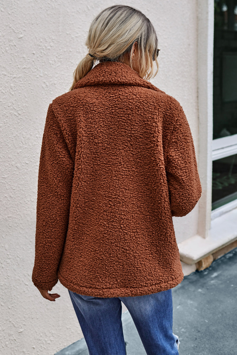 Double Button Lapel Collar Teddy Coat - Absolute Fashion 2020
