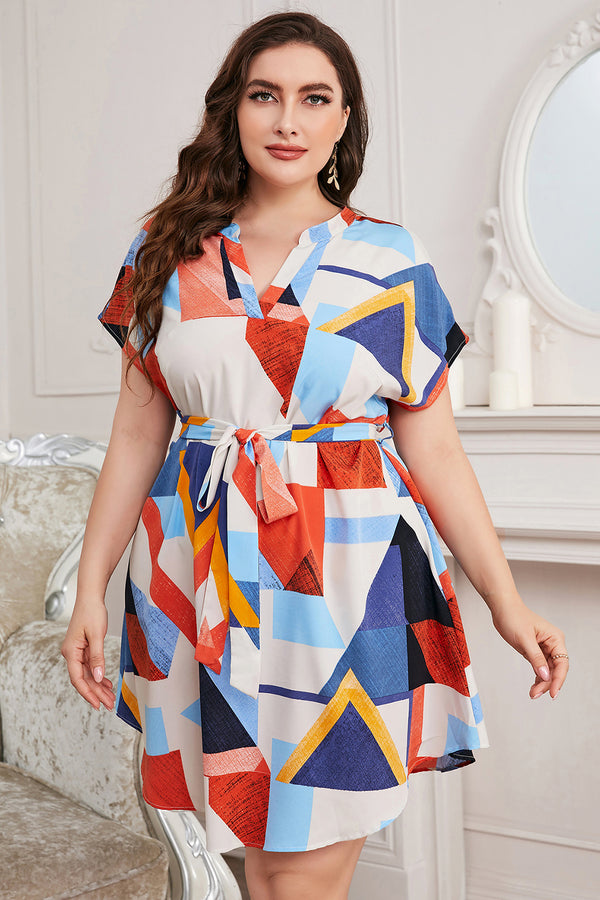 Plus Size Notched Neck Tie Waist Dress - Absolute fashion 2020