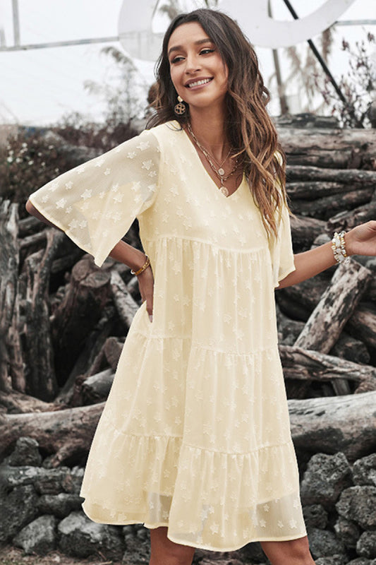 Star Flutter Sleeve Tiered Dress - Absolute Fashion 2020