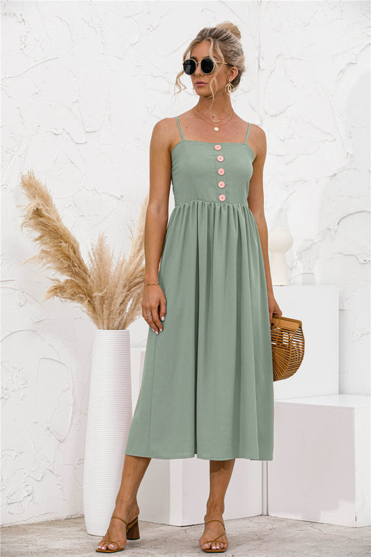 Spaghetti Straps Button down Dress - Absolute Fashion 2020