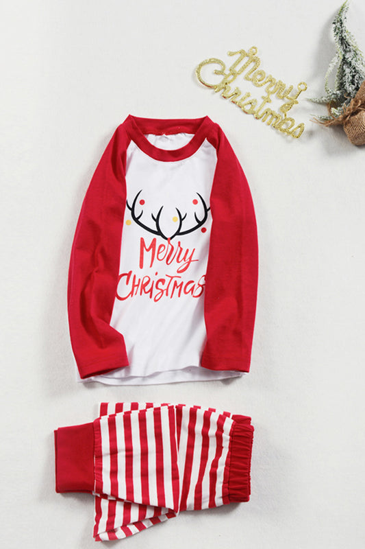 Kids Christmas Graphic and Striped Pants Set