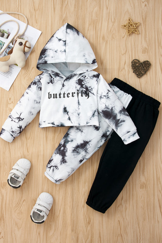 Baby Girls' Tie-Dye Cropped Hoodie and Spliced Pants