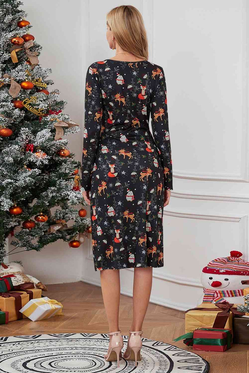 Christmas Element Print Long Sleeve Dress - Absolute fashion 2020