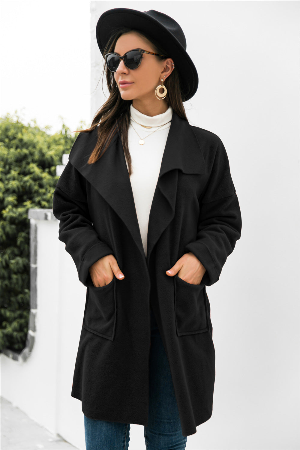 Waterfall Collar Open Front Coat - Absolute Fashion 2020