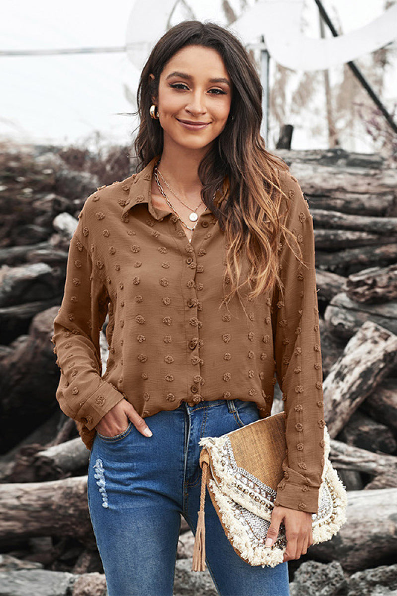 Swiss Dot Buttoned Chiffon Top - Absolute Fashion 2020