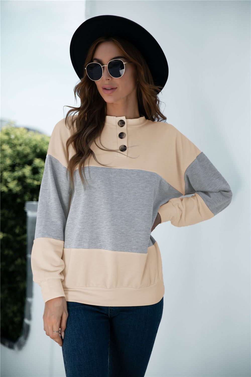 Colorblock Three Button Top - Absolute Fashion 2020
