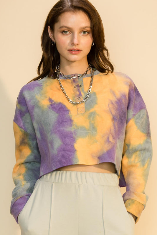 Tie Dye Long Sleeve Crop Top - Absolute Fashion 2020