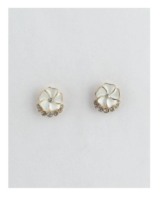 Color enamel clear rhinestone flower studs earrings - Absolute Fashion 2020