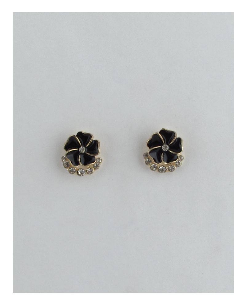 Color enamel clear rhinestone flower studs earrings - Absolute Fashion 2020