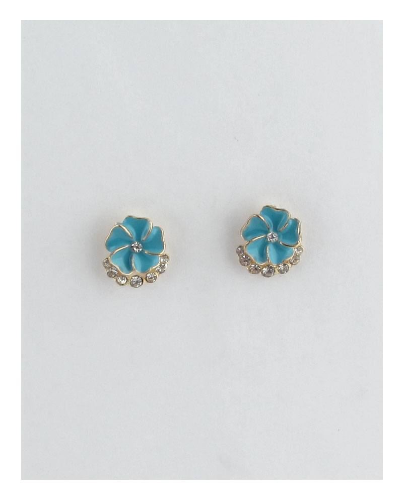 Color enamel clear rhinestone flower studs earrings - Absolute Fashion 2020