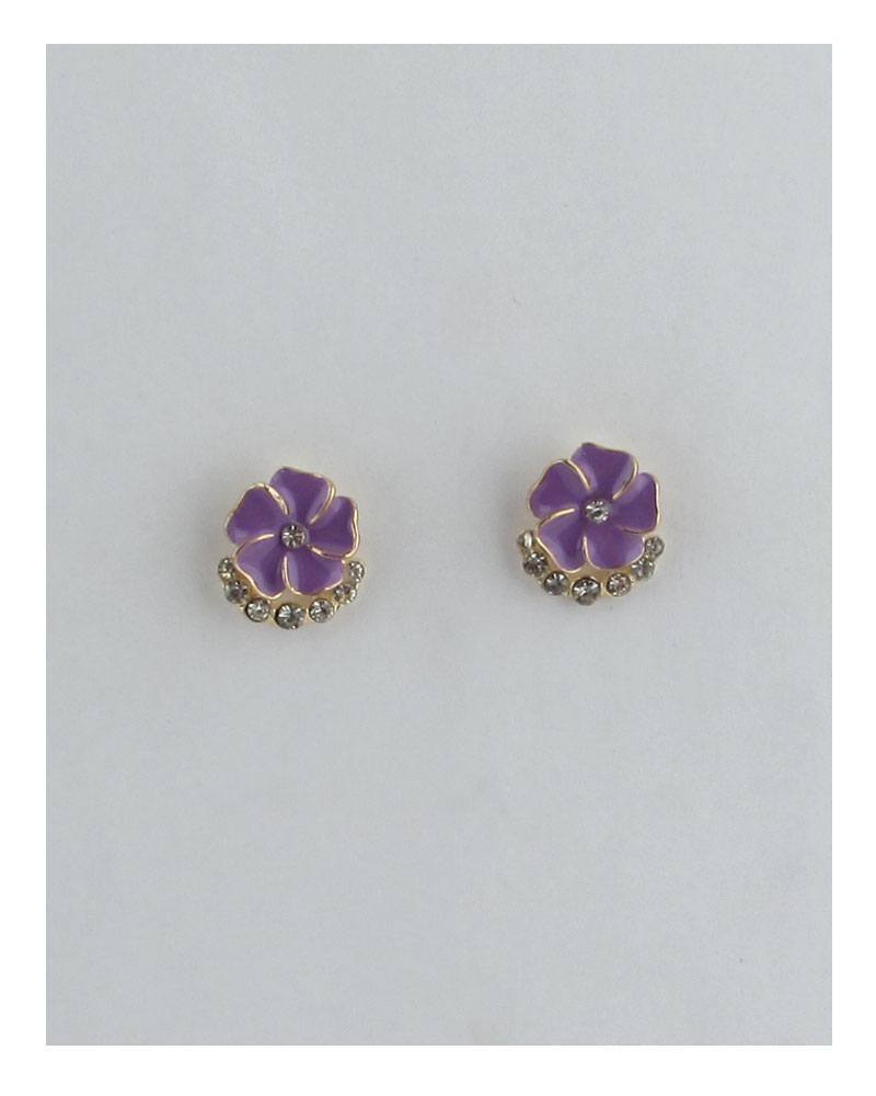 Color enamel clear rhinestone flower studs earrings - Absolute Fashion 2020