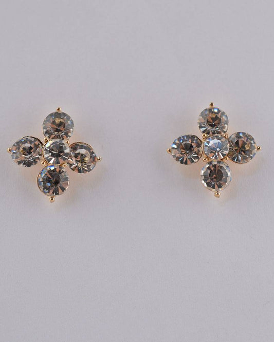 Rhinestone Flower Stud Earrings - Absolute Fashion 2020