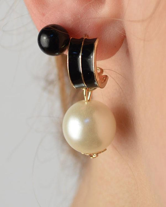 Semi Hoop Faux Pearl Drop Earrings - Absolute Fashion 2020