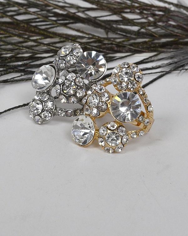 Adjustable Cluster Ring with Studded Crystals - Absolute Fashion 2020