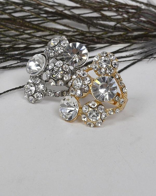 Adjustable Cluster Ring with Studded Crystals - Absolute Fashion 2020
