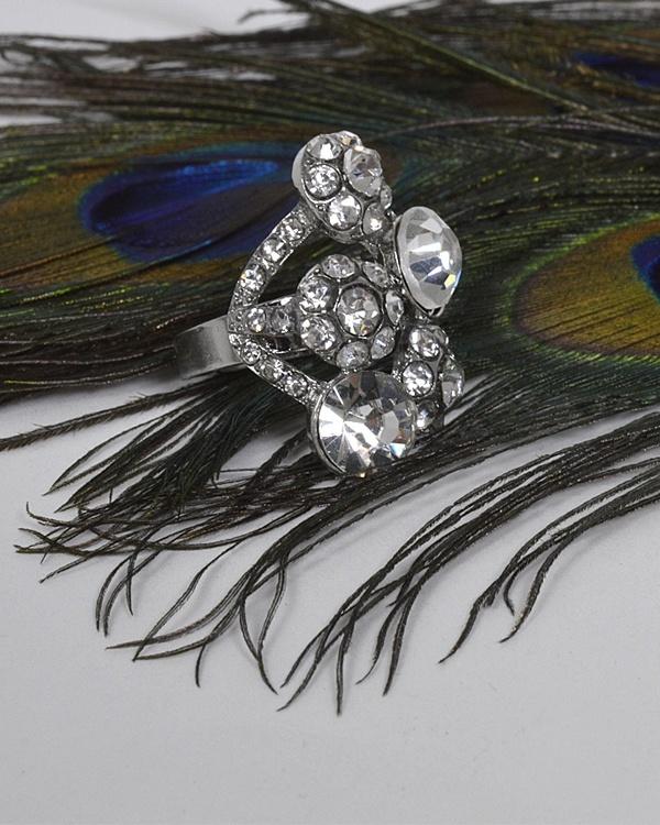 Adjustable Cluster Ring with Studded Crystals - Absolute Fashion 2020