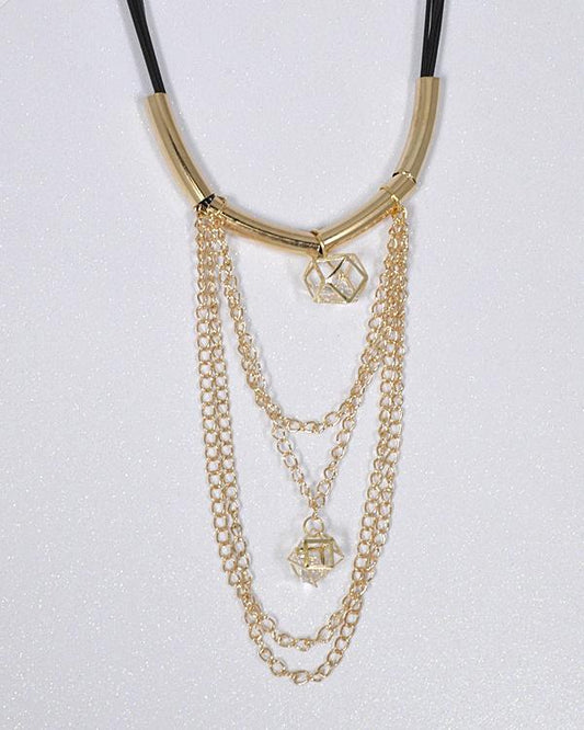 Crystal and Rolo Chain Embellished Necklace - Absolute Fashion 2020