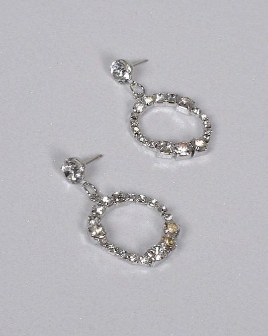 Crystal Inset Rhinestone Studded Circular Drop Earring - Absolute Fashion 2020