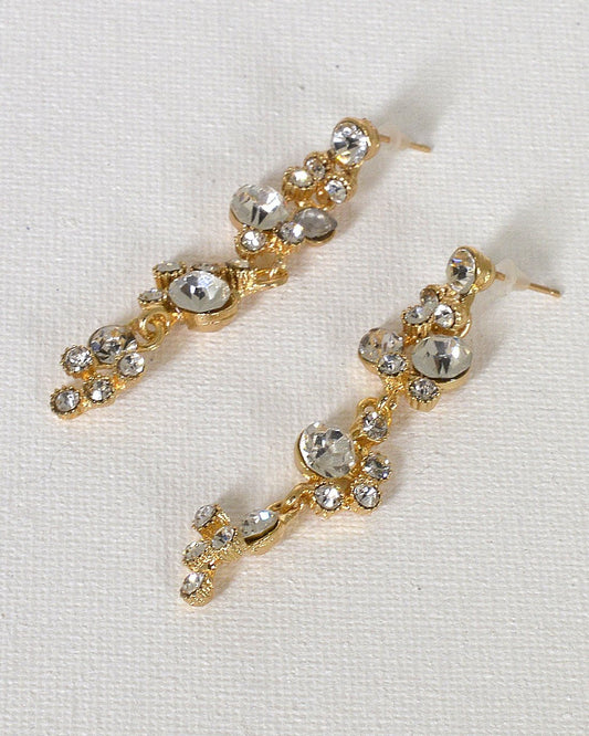Crystal Studded Drop Earrings with Post Back Closure - Absolute Fashion 2020