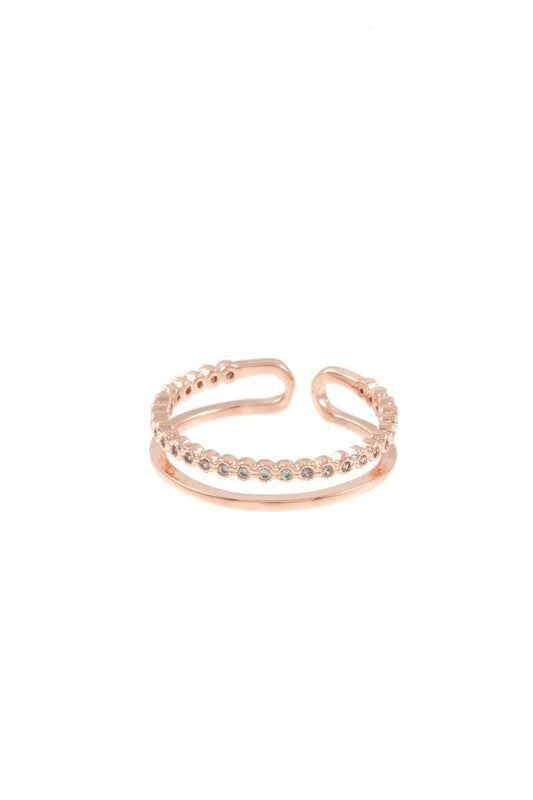 Ladies aligned cz stone pave cuff ring - Absolute Fashion 2020
