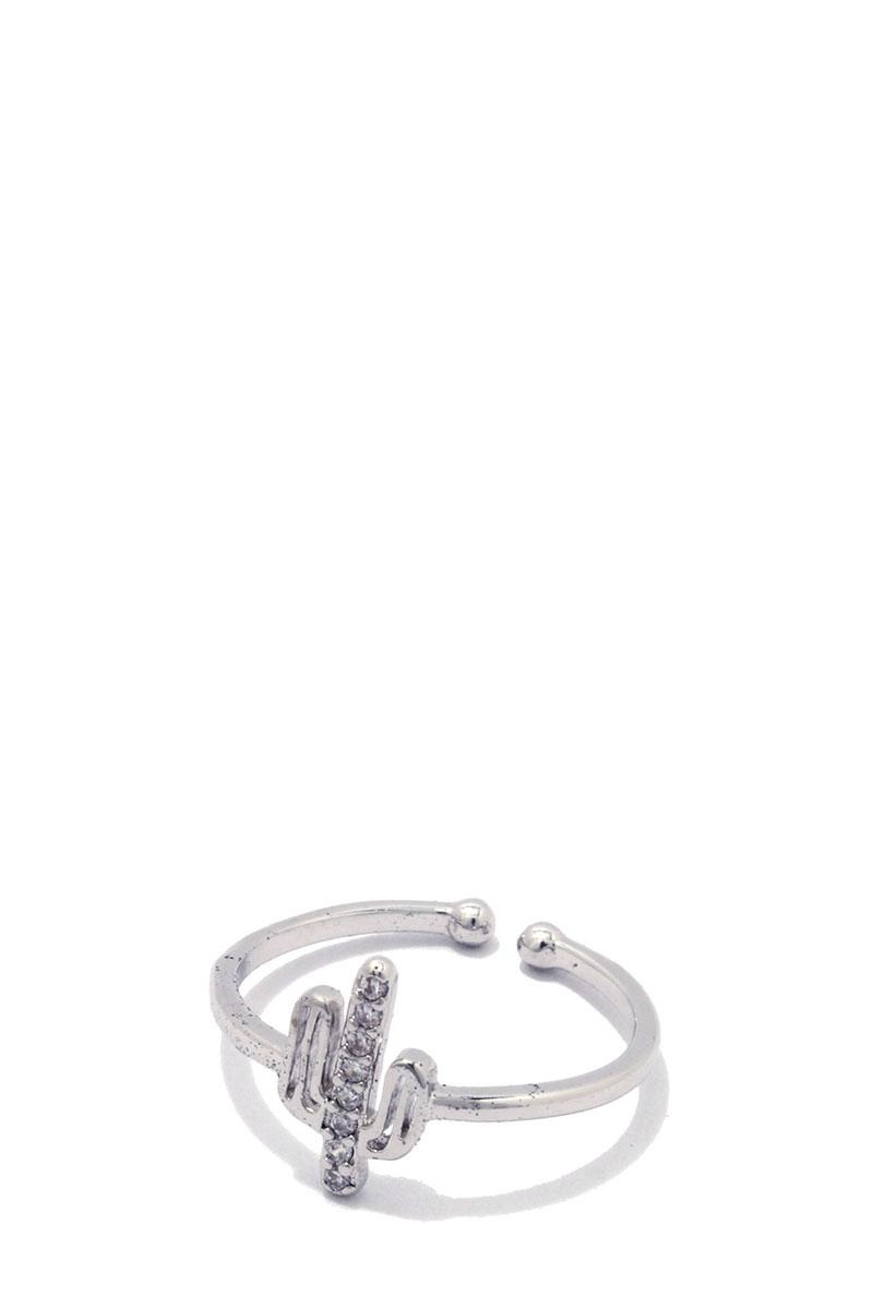 Cactus ball ended open ring with rhinestones - Absolute Fashion 2020