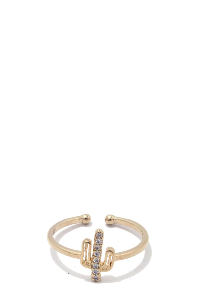 Cactus ball ended open ring with rhinestones - Absolute Fashion 2020