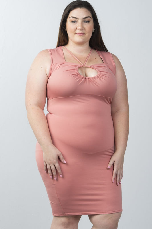 Ladies fashion plus size strappy plunge bodycon dress - Absolute Fashion 2020