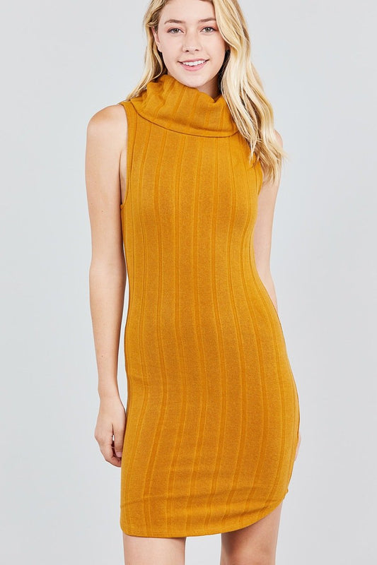 Sleeveless Cowl Neck Rib Mini Dress - Absolute Fashion 2020
