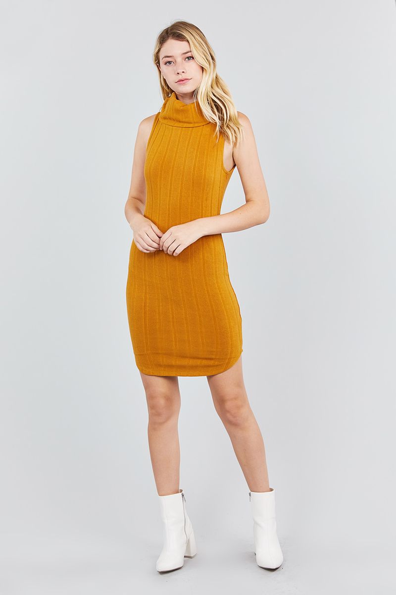 Sleeveless Cowl Neck Rib Mini Dress - Absolute Fashion 2020