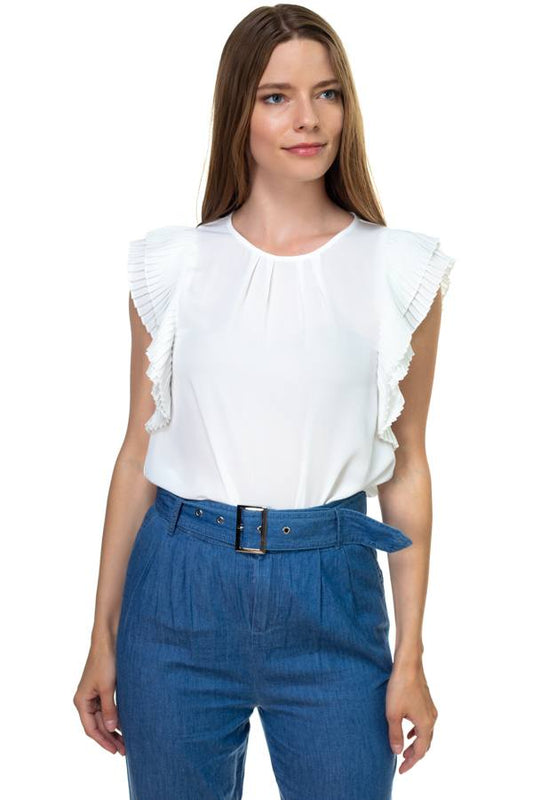 Accordion Pleated Short Sleeve Shirt - Absolute Fashion 2020