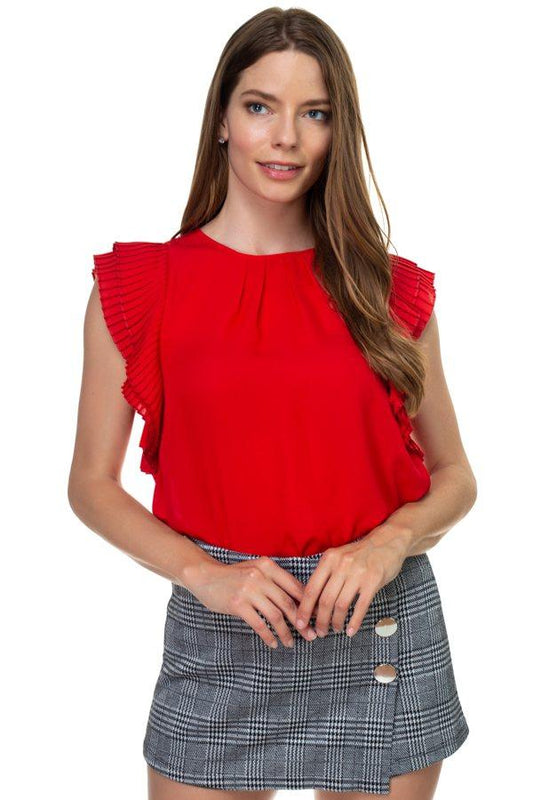 Accordion Pleated Short Sleeve Shirt - Absolute Fashion 2020