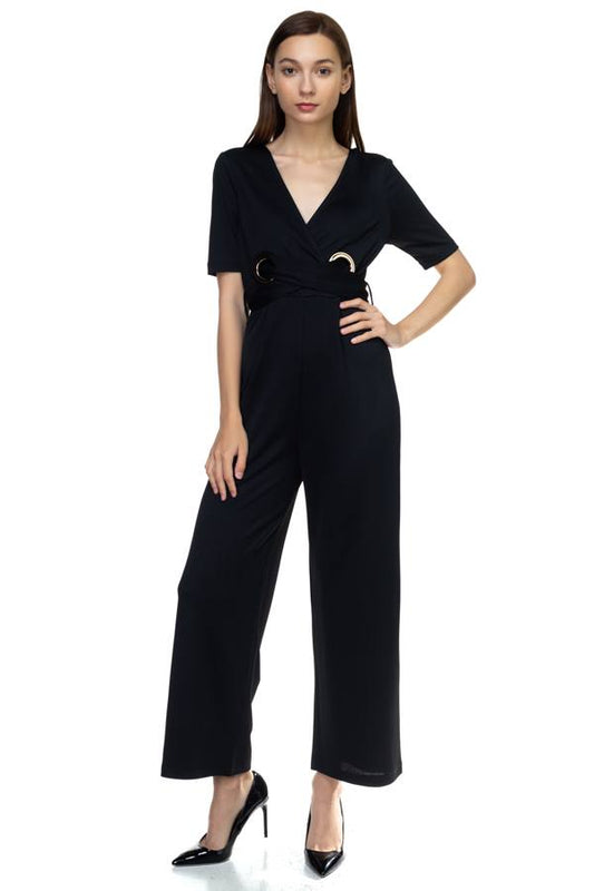 Grommets Belted Jumpsuit - Absolute Fashion 2020