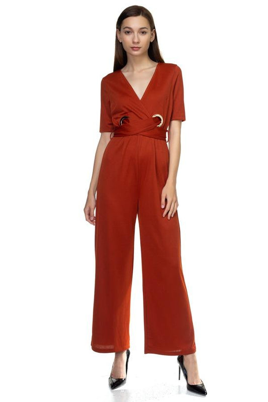 Grommets Belted Jumpsuit - Absolute Fashion 2020