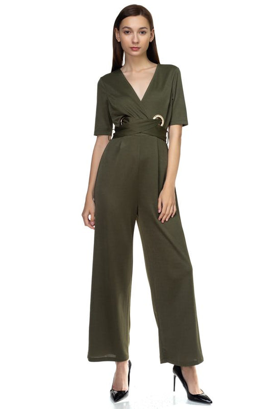 Grommets Belted Jumpsuit - Absolute Fashion 2020