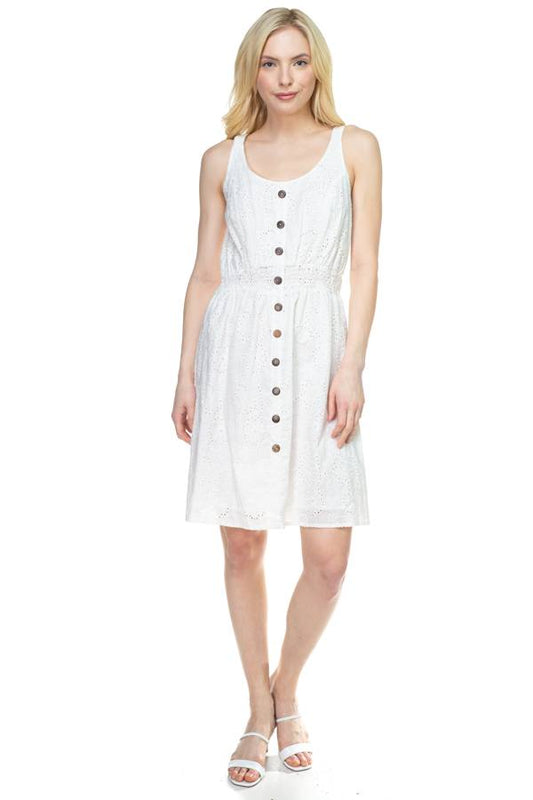 Floral Embroidered Sleeveless Dress - Absolute Fashion 2020