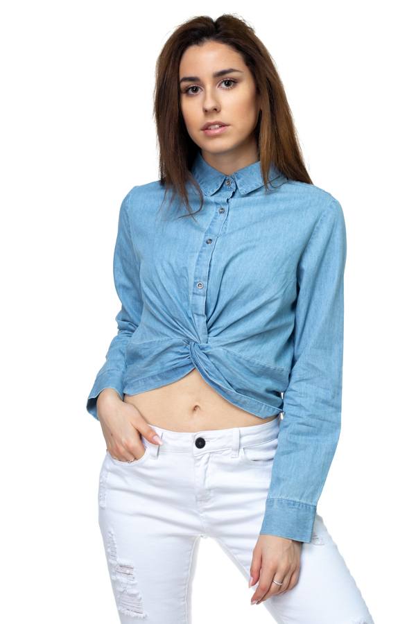 Twist Front Chambray Shirt - Absolute Fashion 2020