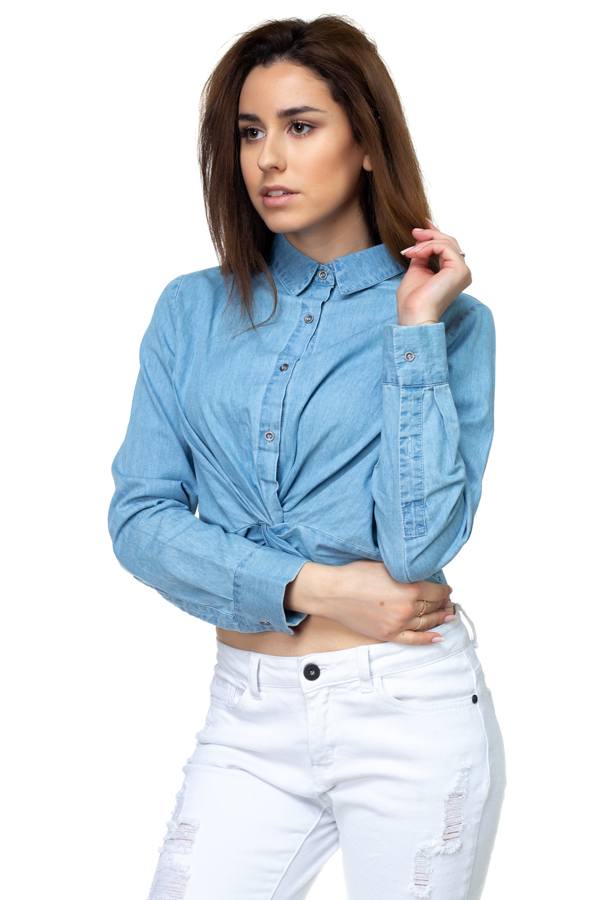 Twist Front Chambray Shirt - Absolute Fashion 2020