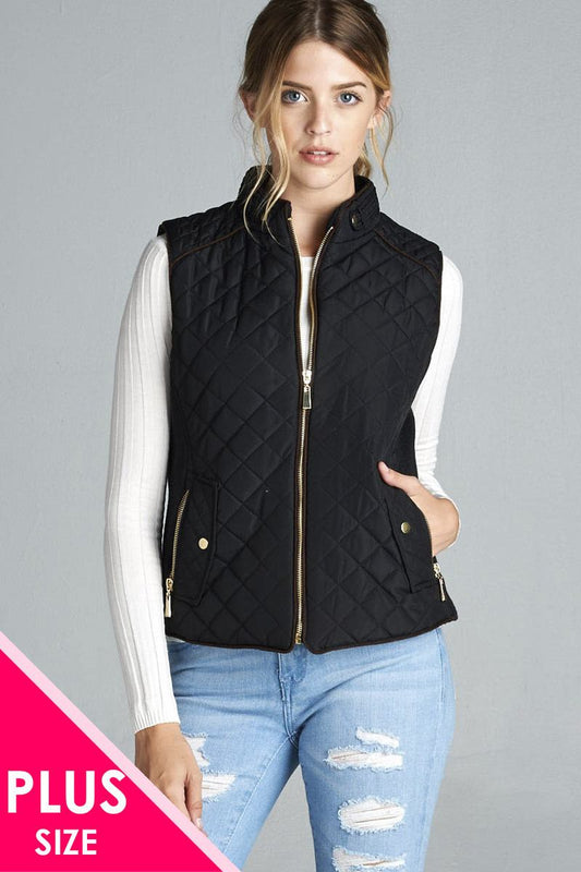Quilted Padding Vest With Suede Piping Details - Absolute Fashion 2020